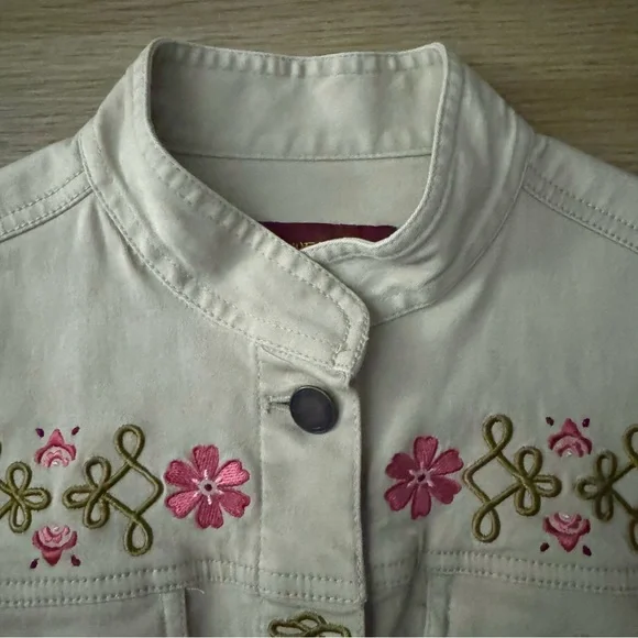 Jones Wear Jean Jacket with Floral Accents - Picture 5 of 12